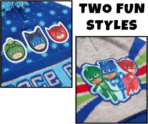 PJ Masks Boys' Winter Hat - 2 Pack Superhero Pom Pom Beanie (Toddler) in Saudi Arabia
