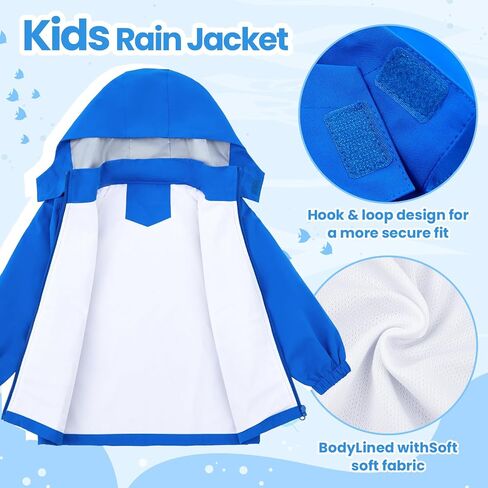 Kids Rain Jacket and Boots Set Boys Rain Coat with Detachable Hood Windbreaker for Toddler Windproof Waterproof in Saudi Arabia