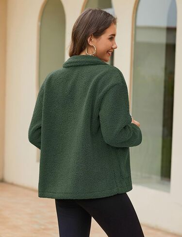 YUCOLEN Womens Fuzzy Fleece Jacket Button Down Long Sleeve Outwear Winter Sherpa Coatsr with Pockets in Saudi Arabia