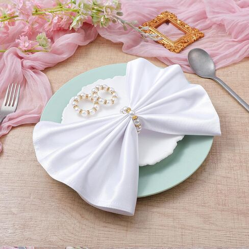 72Pcs Pearl Napkin Rings Imitation Pearl Ring Napkin Holder Delicate Silver Beaded Serviette Buckles for Wedding Christmas Dinner Banquet Decor Party Table Settings in Saudi Arabia