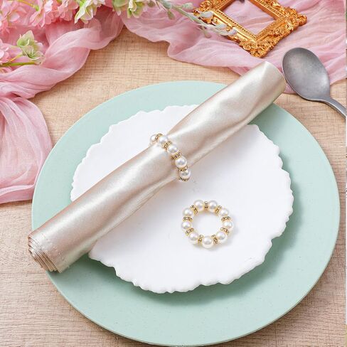 72Pcs Pearl Napkin Rings Imitation Pearl Ring Napkin Holder Delicate Silver Beaded Serviette Buckles for Wedding Christmas Dinner Banquet Decor Party Table Settings in Saudi Arabia