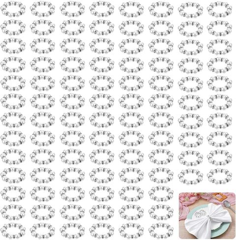 72pcs لؤلؤة من المنديل خواتم تقليد اللؤلؤ الدائري حامل منديل حساسة الفضة الخزانة الابازيت الخزانة لحفل الزفاف عشاء عشاء ديكور الإعدادات الطاولة in Kuwait