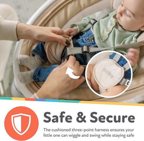 تأرجح طفل Nuby مع المظلة وبعيدة - تتأرجح رضع من 5 مستويات مع أصوات مهدئة والتحكم في تطبيقات الهاتف المحمول - 0-9 أشهر - تان in Kuwait