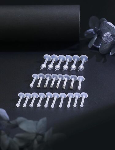 16G Clear Earrings for Sports Plastic Monroe Lip Nose Rings Studs Forward Helix Conch Tragus Cartilage Earrings Studs Medusa Labret Piercing Jewelry Retainer for Surgery Women 6MM 8MM 10MM in Saudi Arabia