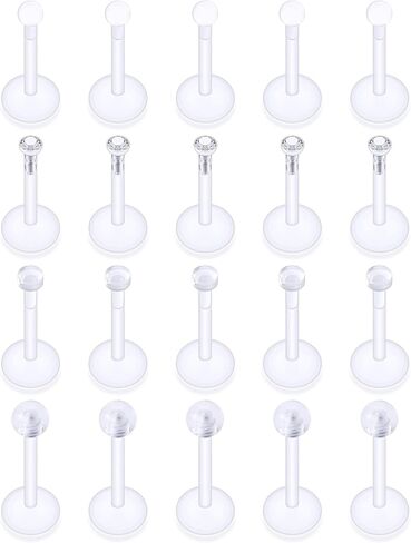 16G Clear Earrings for Sports Plastic Monroe Lip Nose Rings Studs Forward Helix Conch Tragus Cartilage Earrings Studs Medusa Labret Piercing Jewelry Retainer for Surgery Women 6MM 8MM 10MM in Saudi Arabia