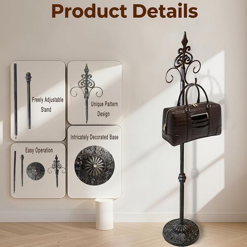 Display Stand for Wreath Handbag Purse Adjustable Height Standing Metal Wreath Hanger Holder on Tabletop or Floor(Vintage Gold) in Saudi Arabia