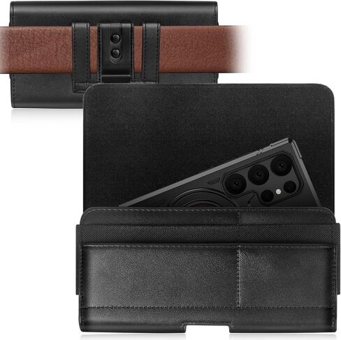 SQMCase Leather Holster for Motorola Razr 2025/2024 with Belt Clip, Leather Pouch for Galaxy Z Flip 6/5/4/3 (Black) in Saudi Arabia