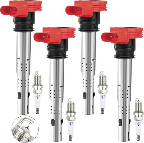 Ignition Coil Pack UF491 Double Iridium Spark Plugs Set of 4, Compatible with Buick, Chevy Cobalt Equinox Malibu Orlando HHR, GMC Terrain, Pontiac G5 G6, Saturn Replaces D522C, 12638824 C1552 in Saudi Arabia