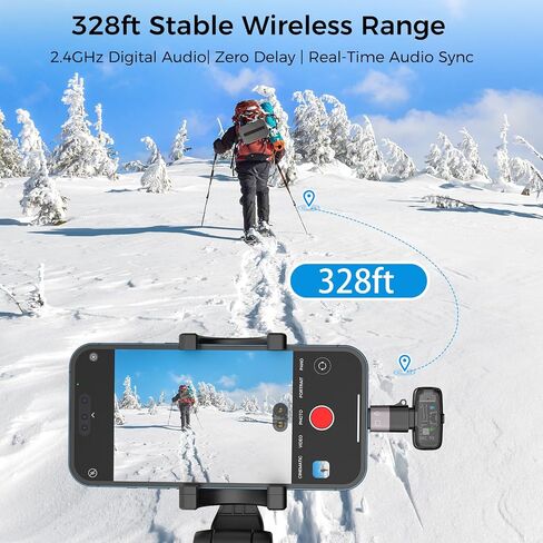 ZealSound Mini Wireless Lavalier Microphone for iPhone iPad Android Tablets PC(USB-C/Lightning) - Noise Reduction/33H Battery Life with Charging Case,Lapel Mic for TikTok,Podcast,ASMR,YouTube Videos in Kuwait