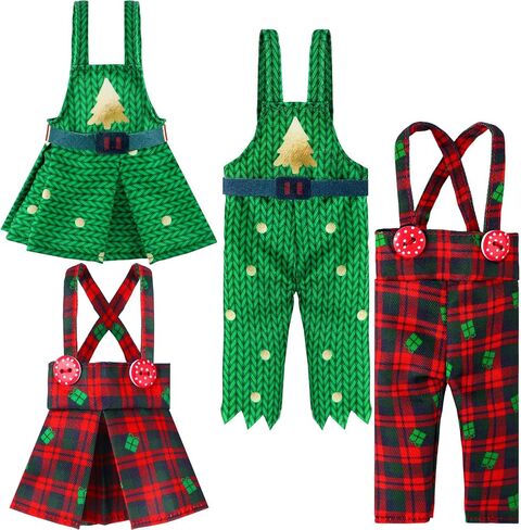 Hungdao 2 Pieces Christmas Doll Accessories Clothing for Boys and Girls, Christmas Tree and Socks Classic Style Pant and Skirt for Christmas Holiday Parties Decor(Novelty) in Saudi Arabia