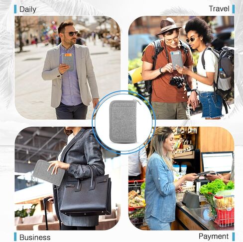 عائلة جواز سفر عائلة RFID منظم وثيقة السفر للنساء مقاوم للماء محفظة محفظة القضية المحمولة للبطاقات ، تمريرة الصعود ، الهوية ، المال ، التذاكر مع ZIPPER in Kuwait