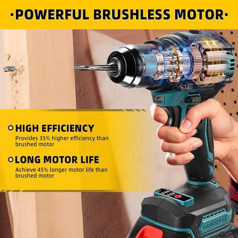Cordless drills Set,21V Power drill,Double 2000mAh Batteries Electric Drill,Power Drill Cordless,1/2 Inch Keyless Chuck, Max torque 80Nm,3mode,25 Position and 29Pcs Accessories （blue） in Kuwait