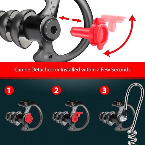 Zeadio Triple Flanged Earpiece, Comfortable Silicone Earmould Earbud Earplug - Black, Medium, Pair of 4 in Saudi Arabia