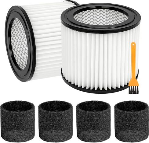 Replacement Cartridge Filter Compatible with Shop Vac 90304, 90350, 90333,90585, 2 Vacuum Filters + 2 Lids + 6 Foam Sleeve Filters Fits 5 Gallon and Above Wet/Dry Vacuum Cleaners in Kuwait