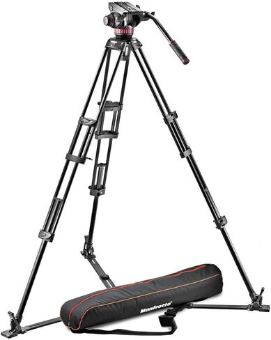 Manfrotto 055 Video Tripod w/502 Video Fluid Head, Carbon Fibre, Professional Heavy Duty Tripod-System, with Levelling Column, Lever Lock, Camera Tripod Stand, for DSLR/Mirrorless Cameras, Camcorders in Saudi Arabia