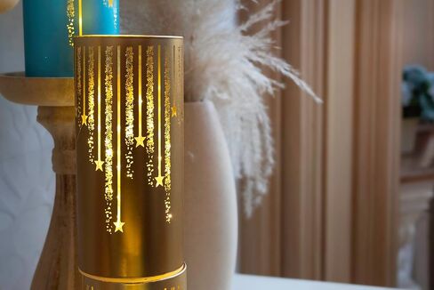 Set of 2 Illuminated Hurricanes - Christmas Votive Candle Holders, Candle Holders for Christmas Table Decorations, Christmas Table centerpieces for Dining Room (Gold) in Saudi Arabia