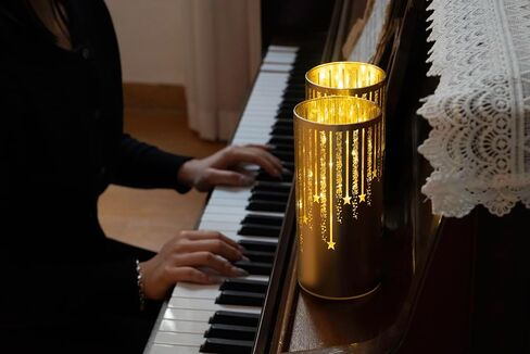 Set of 2 Illuminated Hurricanes - Christmas Votive Candle Holders, Candle Holders for Christmas Table Decorations, Christmas Table centerpieces for Dining Room (Gold) in Saudi Arabia