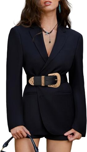 Scarlet Darkness Women Wide Belt Western Embossed Buckle Elastic Waist Belt for Dresses Coats in Saudi Arabia
