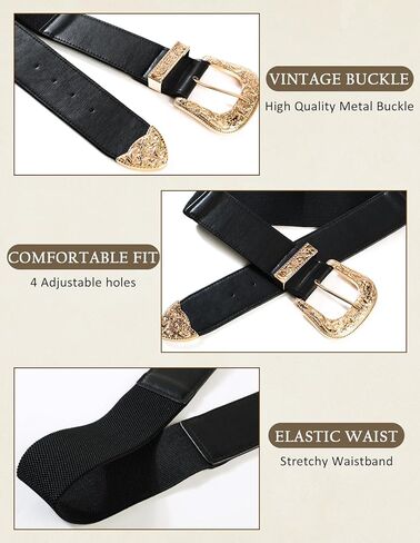 Scarlet Darkness Women Wide Belt Western Embossed Buckle Elastic Waist Belt for Dresses Coats in Saudi Arabia