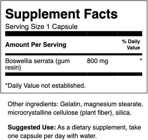Swanson Double Strength Boswellia - Herbal Supplement Promoting Joint Support - Ayurvedic Herb for Joint Flexibility & Mobility Support - Made w/Boswellia Serrata Resin - (60 Capsules, 800mg Each) in Saudi Arabia
