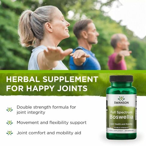 Swanson Double Strength Boswellia - Herbal Supplement Promoting Joint Support - Ayurvedic Herb for Joint Flexibility & Mobility Support - Made w/Boswellia Serrata Resin - (60 Capsules, 800mg Each) in Saudi Arabia