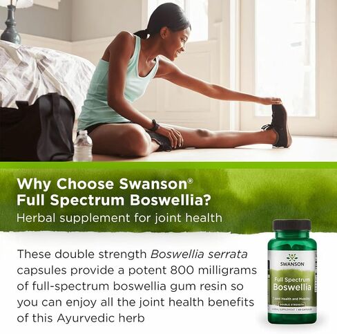 Swanson Double Strength Boswellia - Herbal Supplement Promoting Joint Support - Ayurvedic Herb for Joint Flexibility & Mobility Support - Made w/Boswellia Serrata Resin - (60 Capsules, 800mg Each) in Saudi Arabia