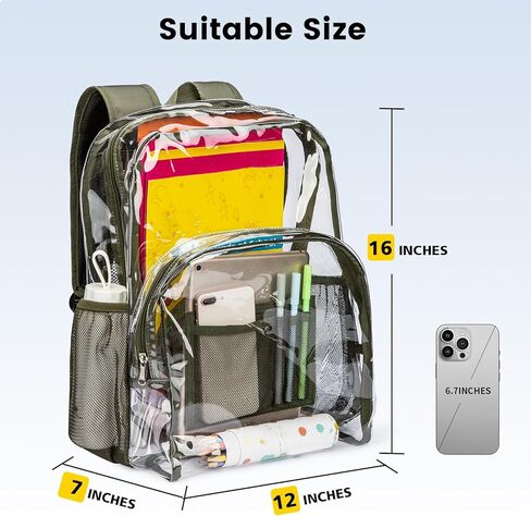 vorspack clear backpack pvc pvc backpack backpack مع غرز حزام معززة وقدرة كبيرة على أمان مكان العمل في الكلية - أسود in Saudi Arabia