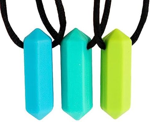 Tilcare Chew Chew Pencil Sensory Necklace 8 Pieces - Best for Kids or Adults That Like Biting or Have Autism - Perfectly Textured Silicone Chew Toys - Chewing Pendant for Boys & Girls - Chew Necklaces in Kuwait