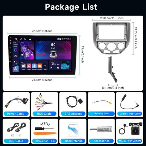 [2GB+64GB] Car Stereo for Ford Focus 2005-2008 Android Head Unit, Wireless Carplay Android Auto Mirror Link, 9 Inch Touch Screen Car Radio GPS,Bluetooth, WiFi, FM RDS Radio,BT/SWC/EQ in Saudi Arabia