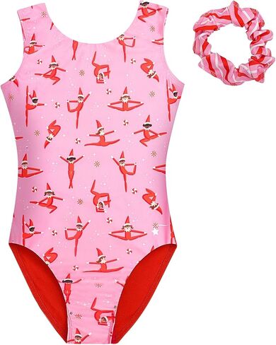 Destira Christmas Gymnastics Leotards for Girls, Gym Elf, Super Soft Leotards with Matching Scrunchie - Dance, Cheer, Yoga, & More, Child Large (10) in Saudi Arabia