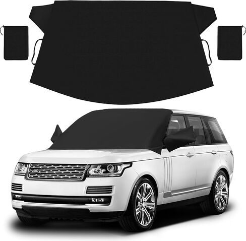 Windshield Cover for Ice and Snow | Durable 600D Oxford Fabric Frost Windshield Cover for Car, SUV, Van, Trucks Car | Window Covers with Side Mirror Cover | Winter Waterproof Protects Cover 69x42in in Saudi Arabia