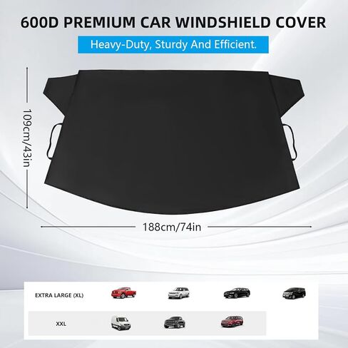 Windshield Cover for Ice and Snow | Durable 600D Oxford Fabric Frost Windshield Cover for Car, SUV, Van, Trucks Car | Window Covers with Side Mirror Cover | Winter Waterproof Protects Cover 69x42in in Saudi Arabia