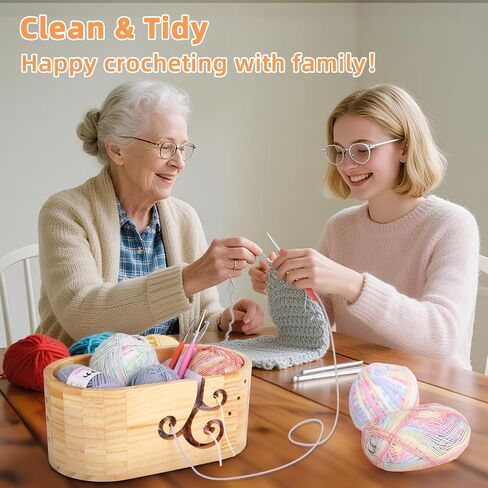Coopay Extra Large Yarn Bowls for Crocheting, Premium Wood Crochet Bowls for Yarn, 3-Holes Curl Design Knitting Bowl, Wooden Yarn Bowl Crochet Yarn Bowl Holder, Ideal Crochet & Knitting Supplies in Saudi Arabia