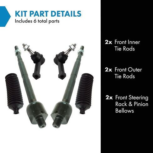 TRQ Front Touring Kit Drag Link Tie Tie Rod Rod Rod Teaching Sleeve Bar متوافق مع 1998-1999 Dodge Ram 2500 Ram 3500 in Kuwait