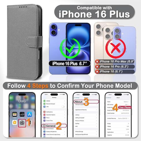 بالنسبة إلى iPhone 16 Pro Wallet Case 2 في 1 غطاء علبة جلدي من الورق مع 4 حامل بطاقة [Magsafe متوافق] [حظر RFID] [حزام معصم] [Slim Date] للنساء/الرجال (الأسود الكلاسيكي) in Kuwait