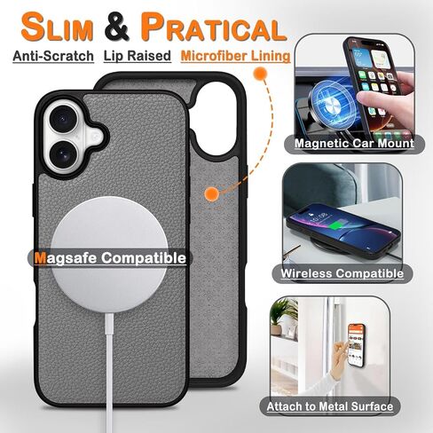 بالنسبة إلى iPhone 16 Pro Wallet Case 2 في 1 غطاء علبة جلدي من الورق مع 4 حامل بطاقة [Magsafe متوافق] [حظر RFID] [حزام معصم] [Slim Date] للنساء/الرجال (الأسود الكلاسيكي) in Kuwait