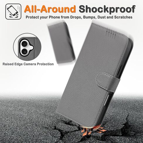بالنسبة إلى iPhone 16 Pro Wallet Case 2 في 1 غطاء علبة جلدي من الورق مع 4 حامل بطاقة [Magsafe متوافق] [حظر RFID] [حزام معصم] [Slim Date] للنساء/الرجال (الأسود الكلاسيكي) in Kuwait