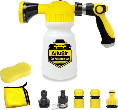 Car Wash Foam Gun Sprayer with Washing Sponge & Absorbent Towel, Functional Nozzle Foam Cannon Car Washing Kit, for Car Washing, Garden Cleaning in Saudi Arabia