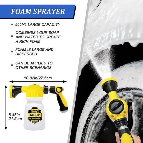Car Wash Foam Gun Sprayer with Washing Sponge & Absorbent Towel, Functional Nozzle Foam Cannon Car Washing Kit, for Car Washing, Garden Cleaning in Saudi Arabia
