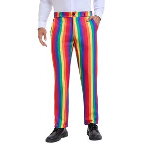 Lars Amadeus Striped Dress Pants for Men's Big & Tall Flat Front Business Trousers 34 Black White in Kuwait