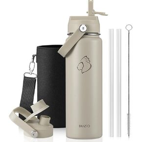 Buzio فراغ معزول زجاجة ماء من الفولاذ المقاوم للصدأ 64 أوقية (بارد لمدة 48 ساعة/ساخنة لمدة 24 ساعة) BPA القدح المزدوج سفر جدار مزدوج/قارورة للرياضة في الهواء الطلق ، ركوب الدراجات ، التخييم ، الجري ، الجري in Kuwait