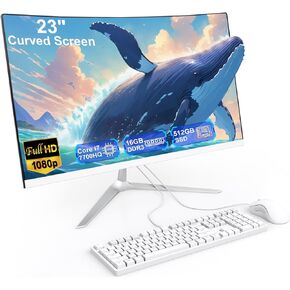 All-in-One Desktop Computer 23.8 Inch FHD Curved Display Celeron N100 (Up to 3.4GHz) All-in-One PC 8GB RAM 512GB SSD Win 11 Pro WiFi 5 Bluetooth 5.1 HDMI Desktop Computer with Wired Keyboard & Mouse in Kuwait