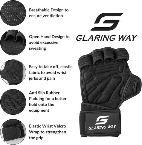 Neoprene Padded Weight Lifting Gloves for Men and Women - Ventilated Wrist Wrap Gloves for Athletes Gym Sessions Cycling Tracking & Sports with Full Palm Protection in Saudi Arabia