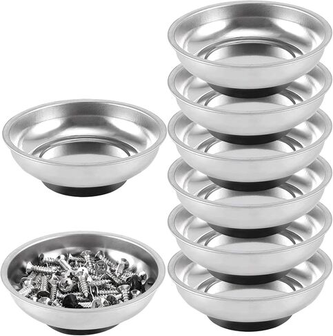 FUNSUEI 10 Packs 6 Inches Magnetic Tray, Stainless Steel Magnetic Bowl, Round Magnetic Parts Tray for Pins, Screws, Bolts, Nuts, Small Parts in Saudi Arabia