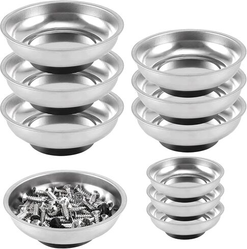 FUNSUEI 10 Packs 6 Inches Magnetic Tray, Stainless Steel Magnetic Bowl, Round Magnetic Parts Tray for Pins, Screws, Bolts, Nuts, Small Parts in Saudi Arabia