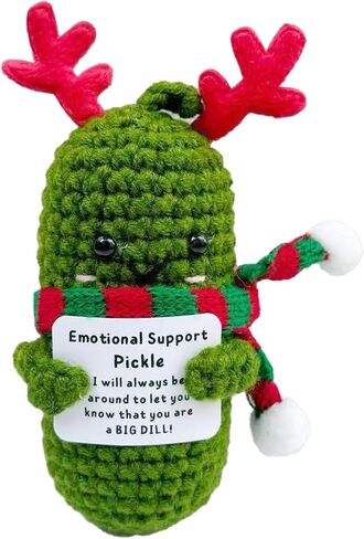 Emotional Support Pickle, Graduation Gifts Handmade Cucumber Crochet Doll, Positive Crochet Animals with Doctoral Hat, Funny Graduation Decorations in Kuwait