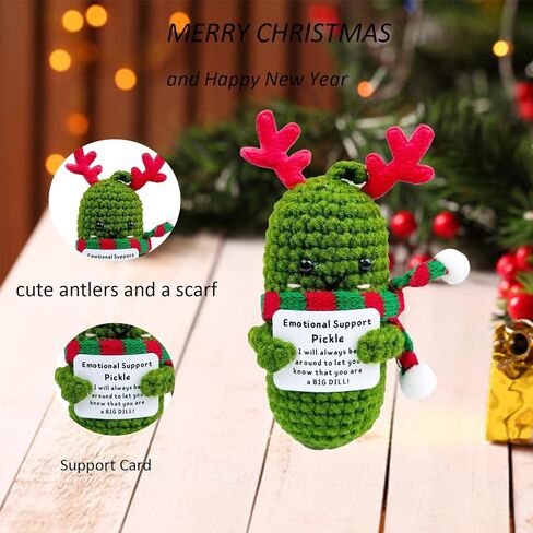 Emotional Support Pickle, Graduation Gifts Handmade Cucumber Crochet Doll, Positive Crochet Animals with Doctoral Hat, Funny Graduation Decorations in Kuwait