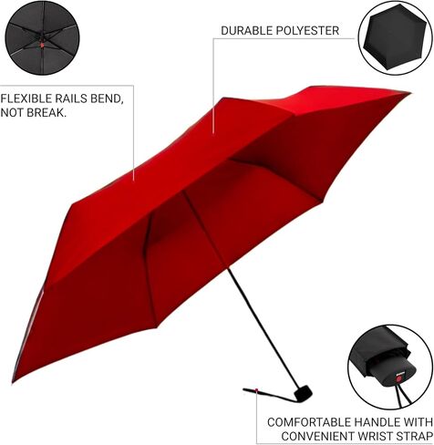 Knirps AS.050 Slim Manual Folding Rain Umbrella in Violet– 38" Lightweight Fiberglass 6-Rib Pocket Canopy, Ultra-Compact 6.7oz Travel Size Design, Durable Steel Frame, Travel Case Included in Saudi Arabia