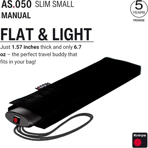 Knirps AS.050 Slim Manual Folding Rain Umbrella in Violet– 38" Lightweight Fiberglass 6-Rib Pocket Canopy, Ultra-Compact 6.7oz Travel Size Design, Durable Steel Frame, Travel Case Included in Kuwait