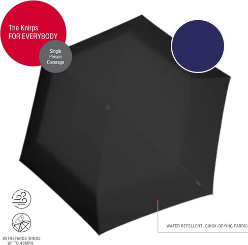 Knirps AS.050 Slim Manual Folding Rain Umbrella in Violet– 38" Lightweight Fiberglass 6-Rib Pocket Canopy, Ultra-Compact 6.7oz Travel Size Design, Durable Steel Frame, Travel Case Included in Kuwait